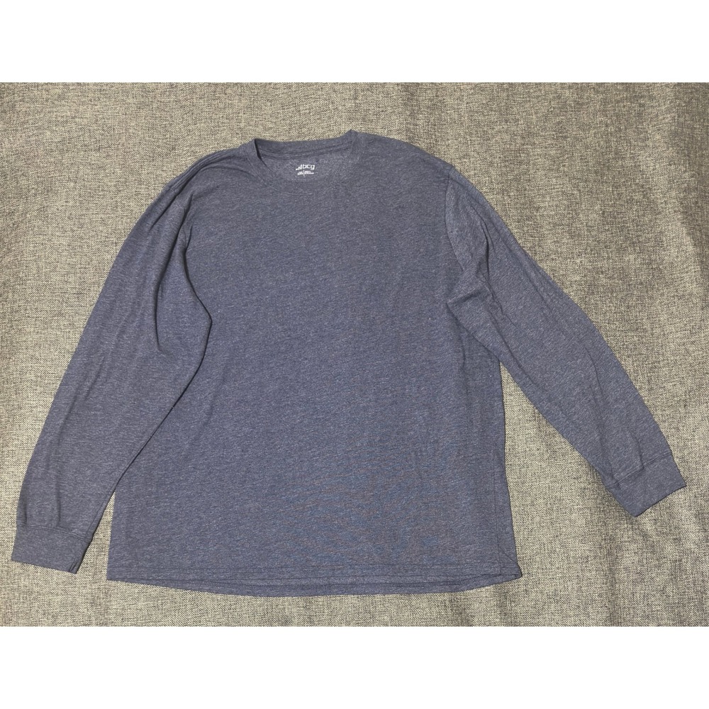 BCG Mens 2XL Long Sleeve T-Shirt Blue Heathered Crew Neck Activewear
